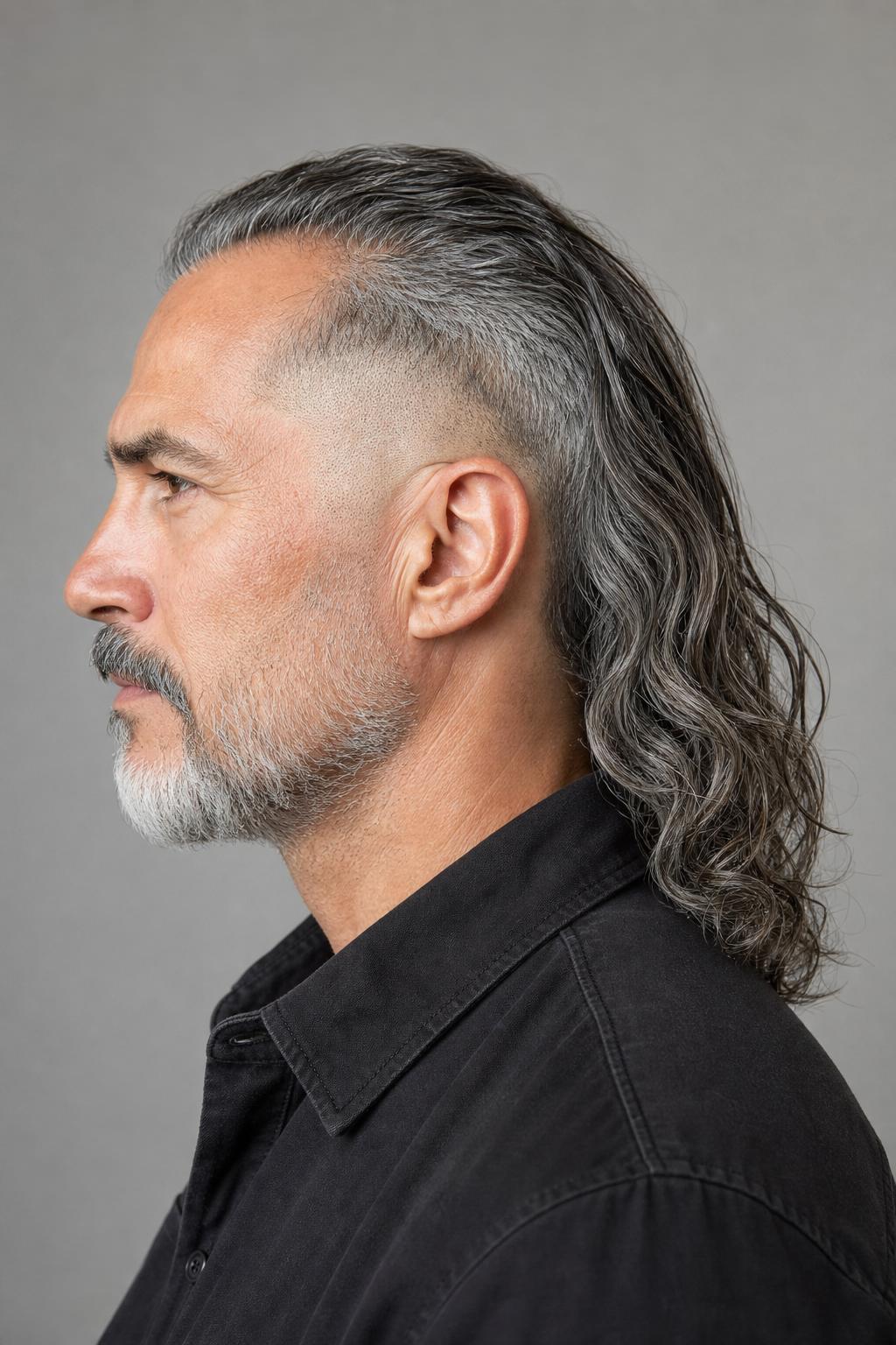 Salt-and-Pepper Skullet with a Low Skin Fade