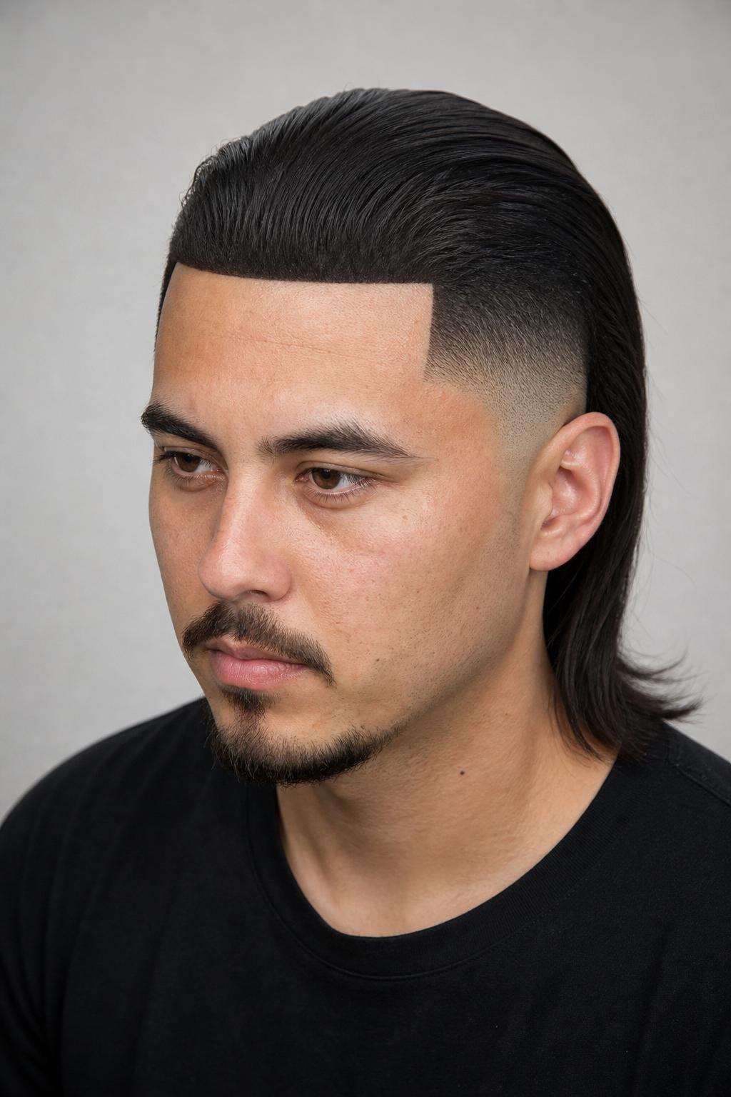 Skin Fade Skullet with a Sharp Hairline Line-Up