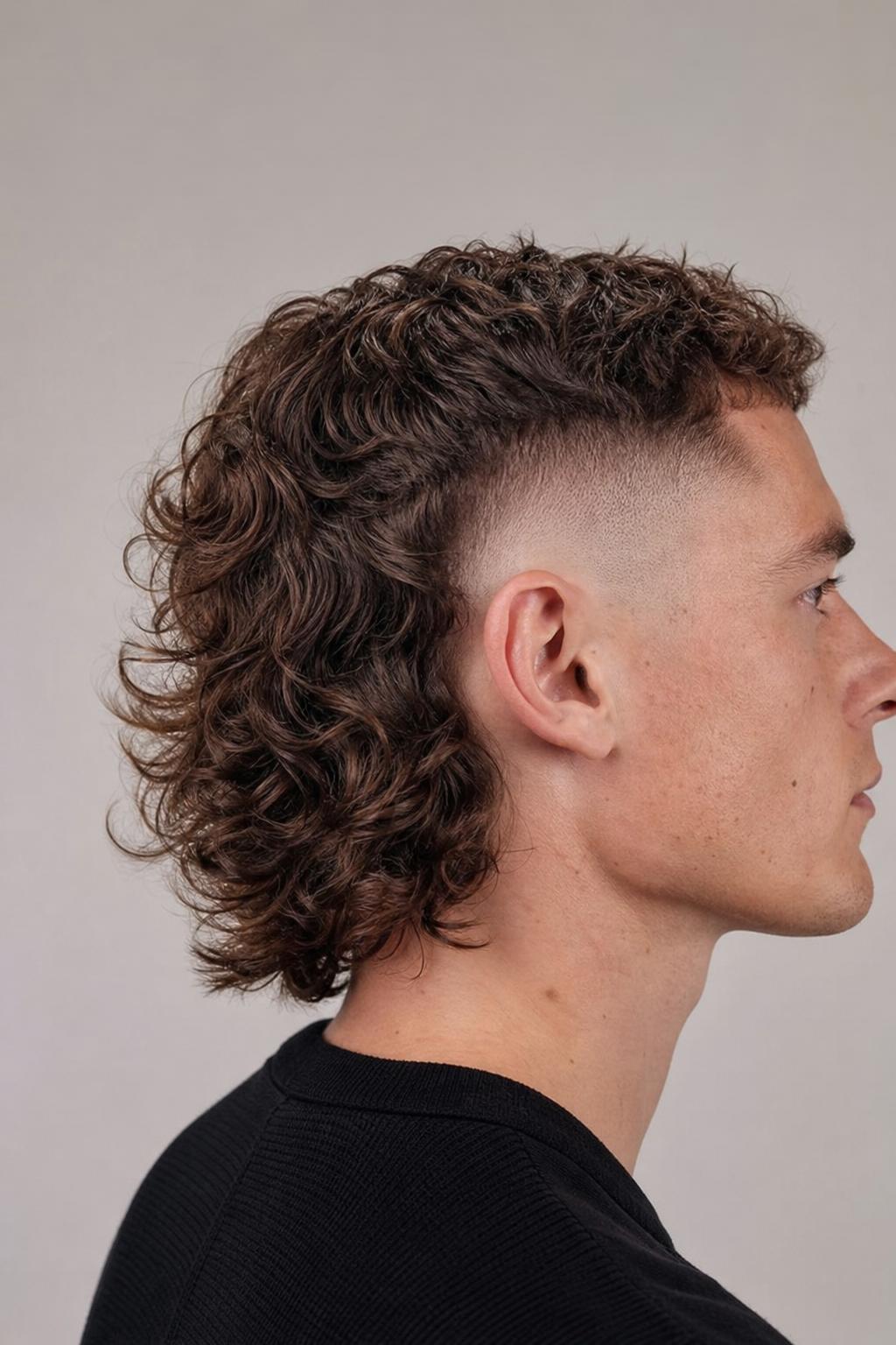 Skin Fade Skullet with a Wavy Textured Back