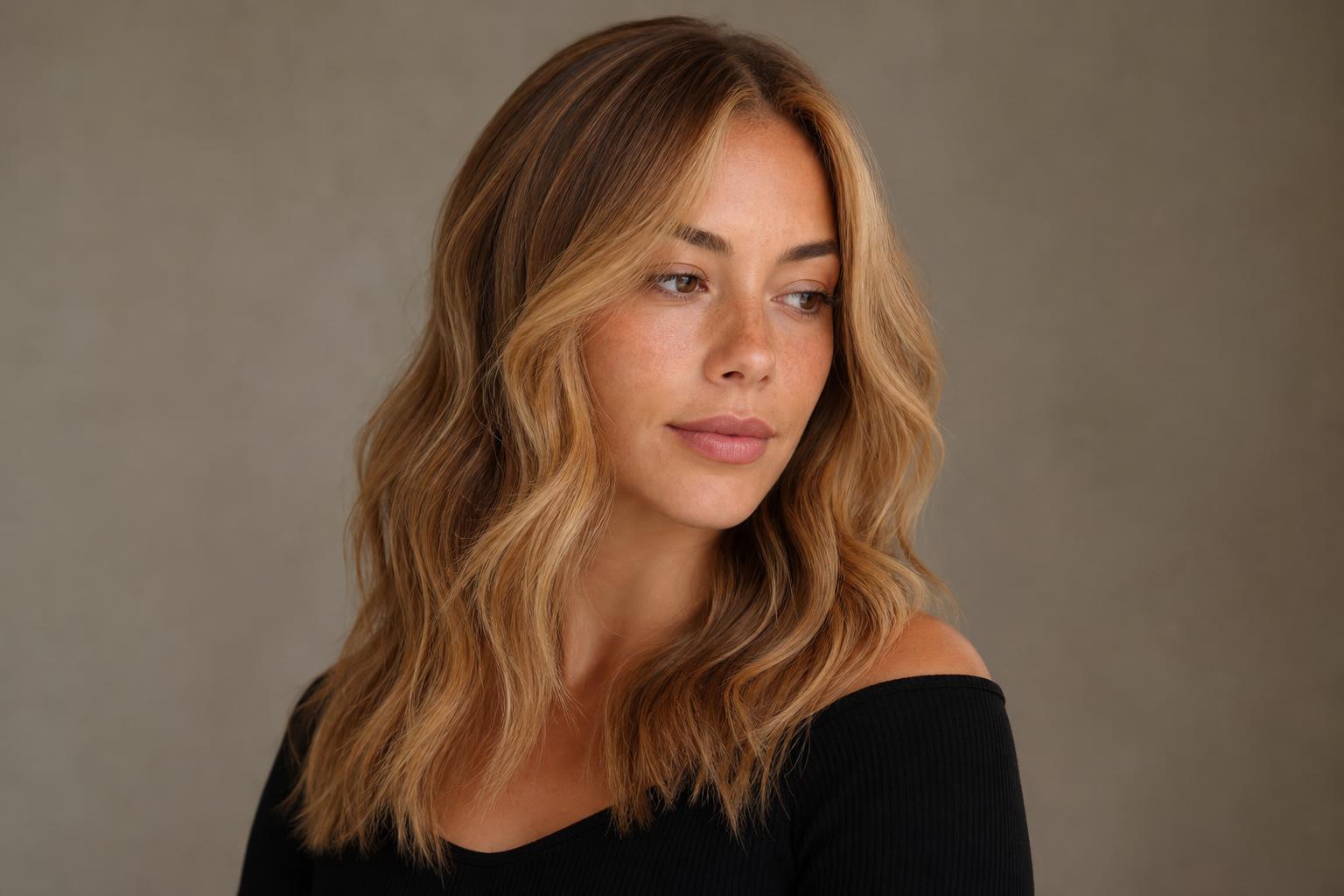 Teddy Bear Blonde Hair with Soft Honey and Toffee Dimension on Long Waves