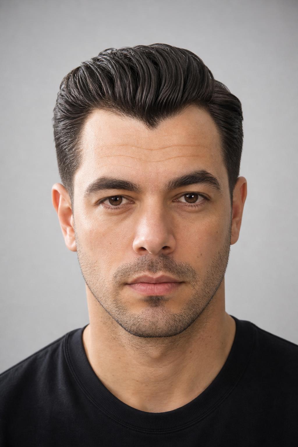 Classic Pompadour Rising from a Widow's Peak
