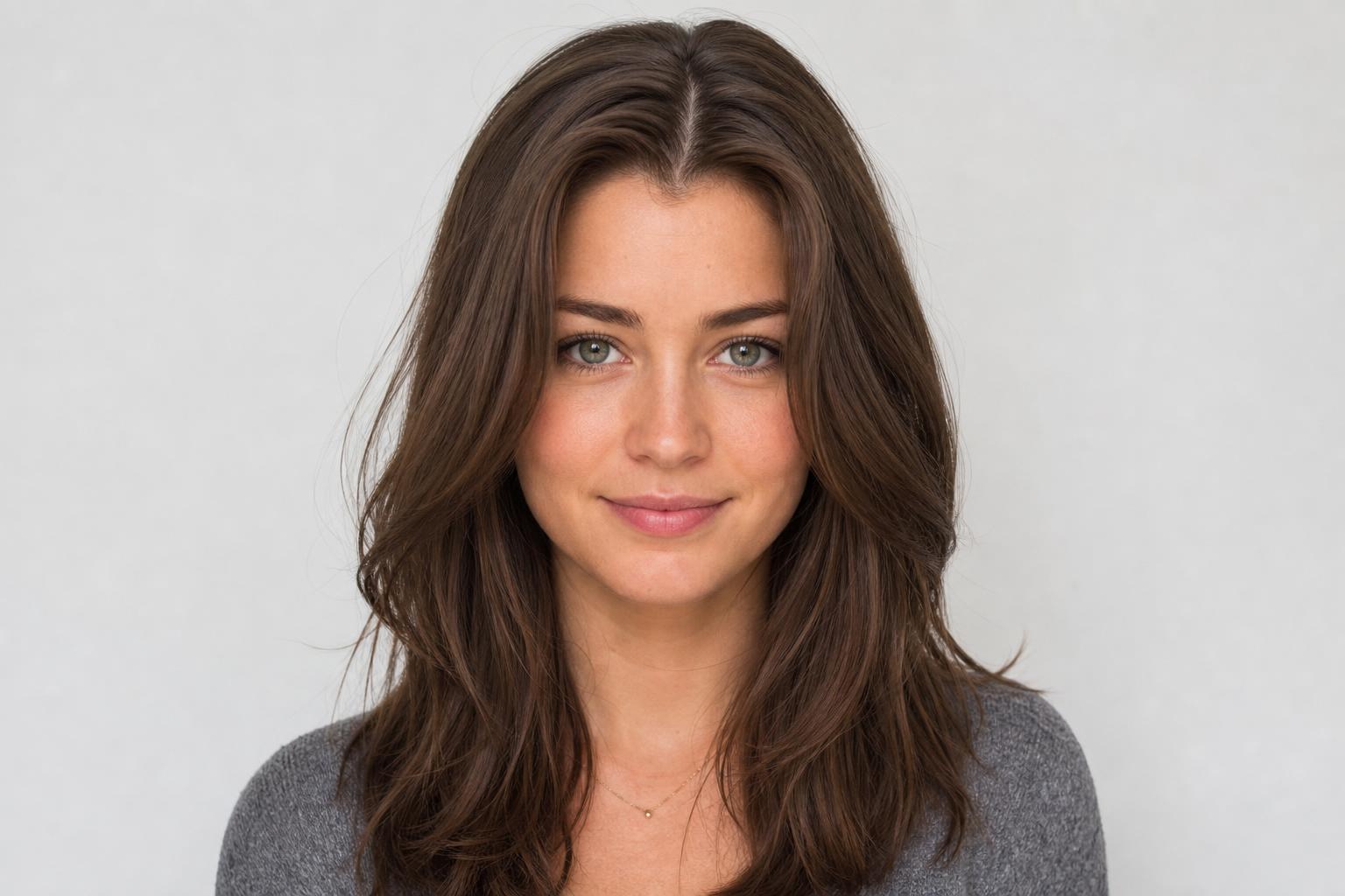 Widow's Peak Hairstyle with Center Part and Natural V-Shaped Hairline on Medium Brown Hair