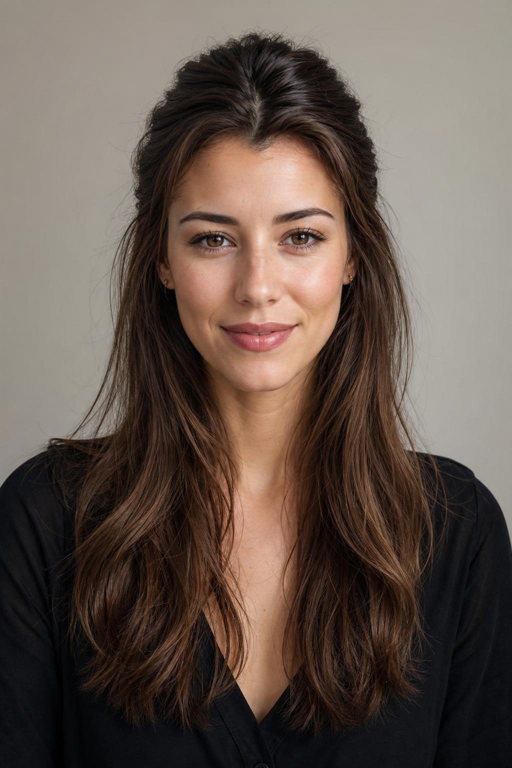 Half-Up Half-Down Style with a Visible Widow's Peak