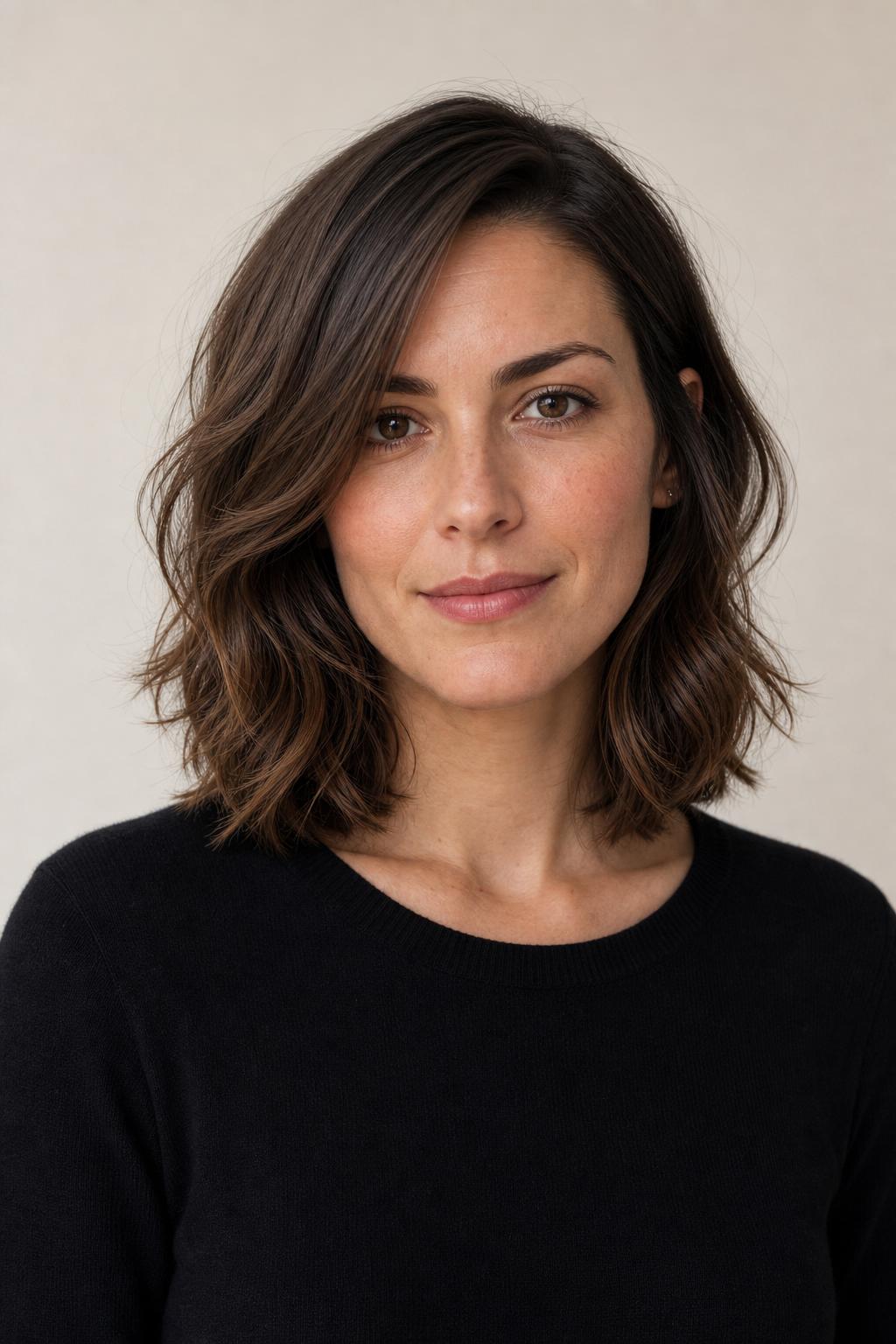 Medium Side Part with Soft Collarbone Layers