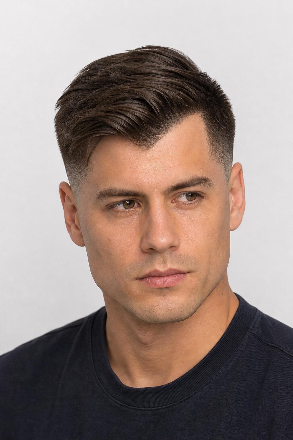 Side-Swept Undercut with Volume Across the Forehead