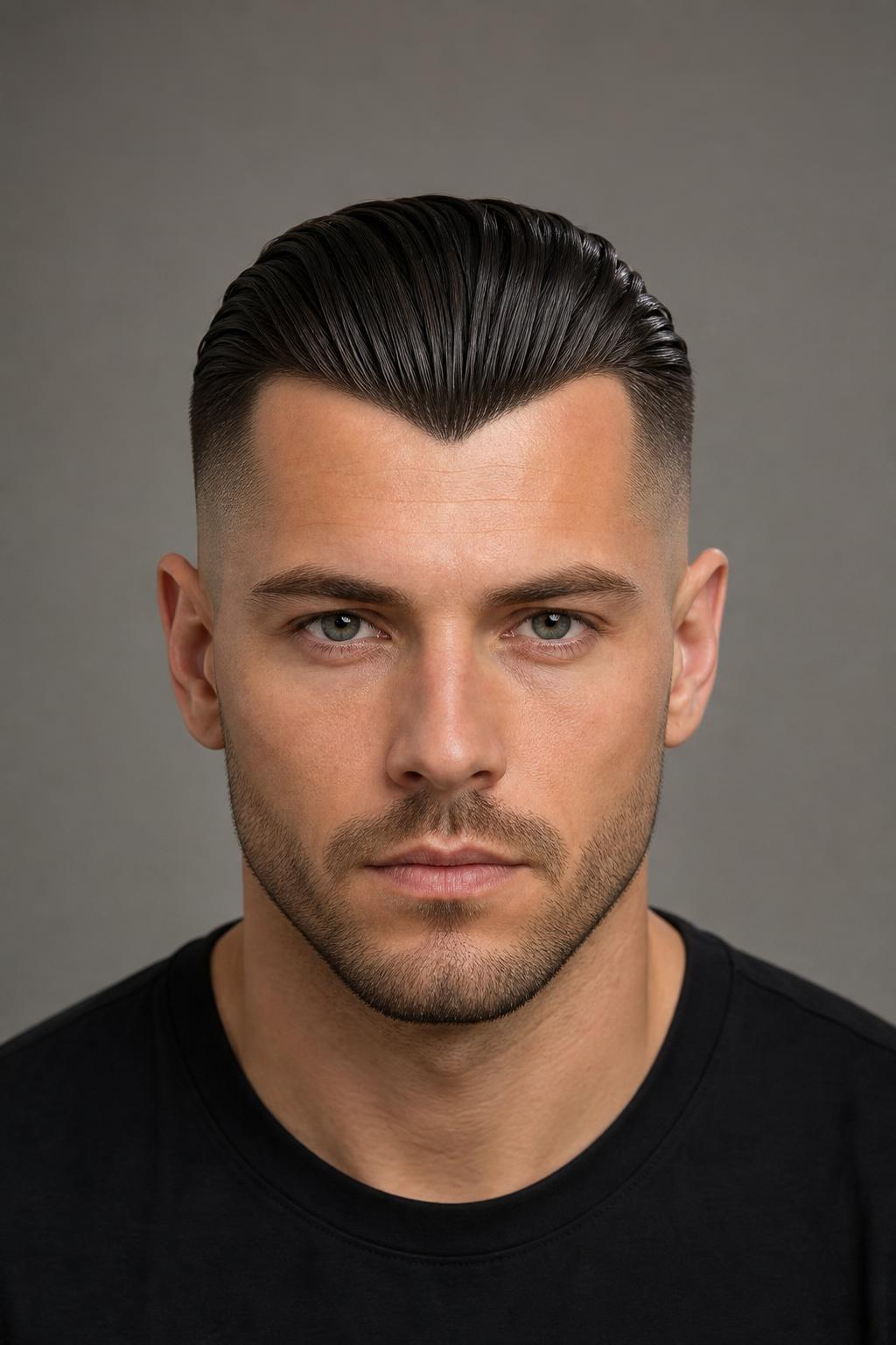 High Skin Fade with a Slicked-Back Widow's Peak