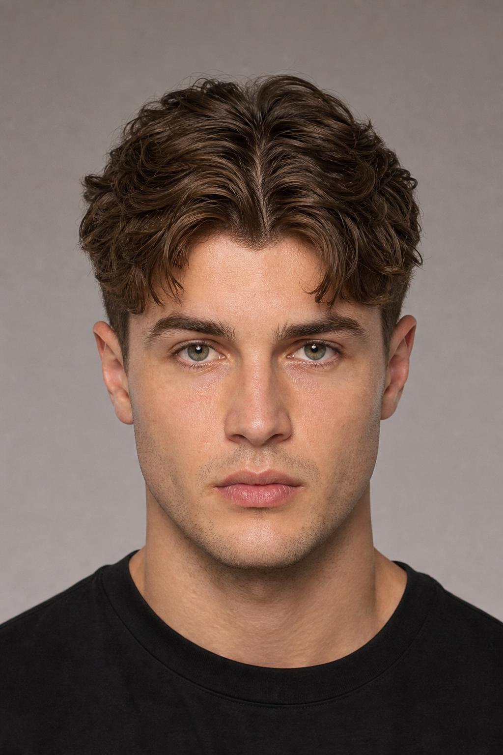 Natural Textured Crop with a Center Part on a Widow's Peak
