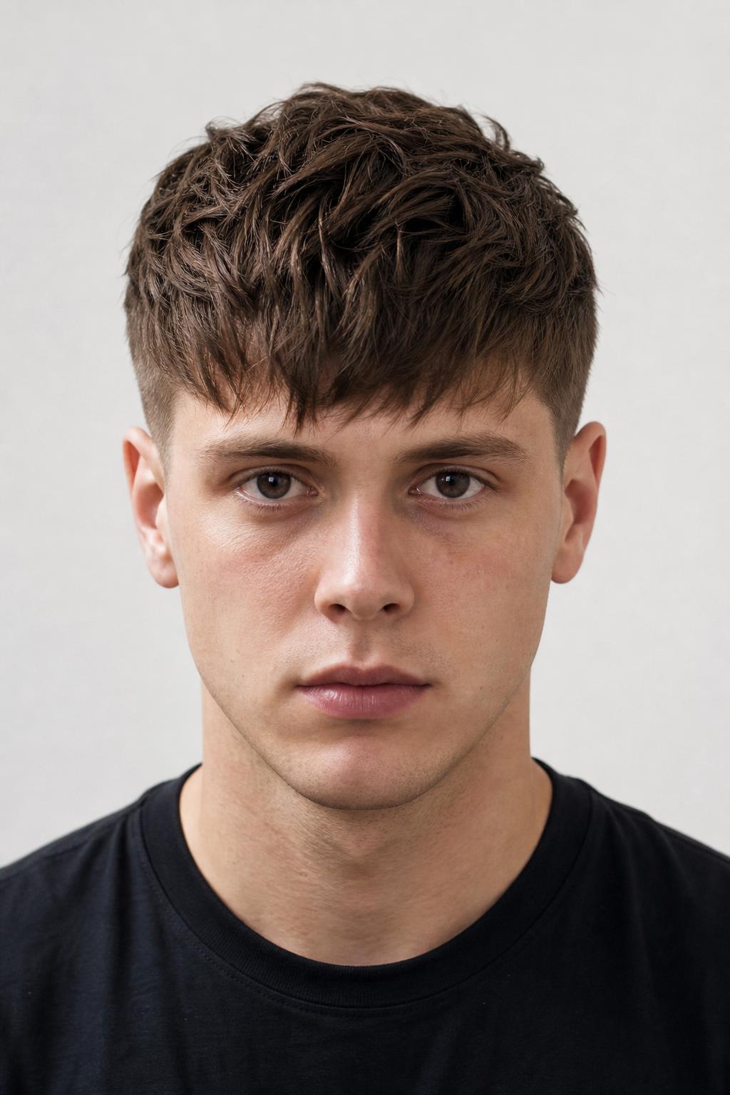 Textured Fringe Pushed Forward Over the Forehead