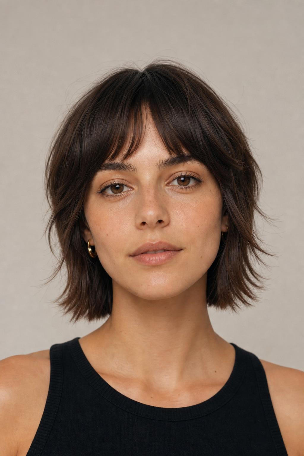 Short Wolf Cut with Cropped Curtain Bangs