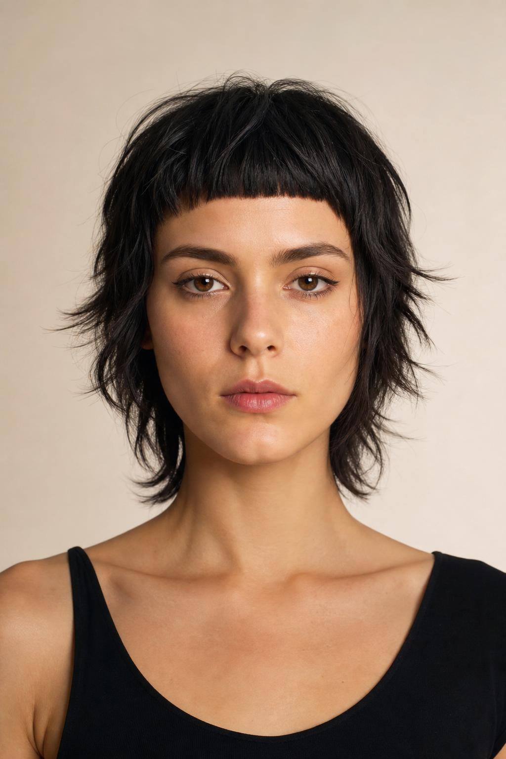 Short Wolf Cut with Micro Blunt Bangs