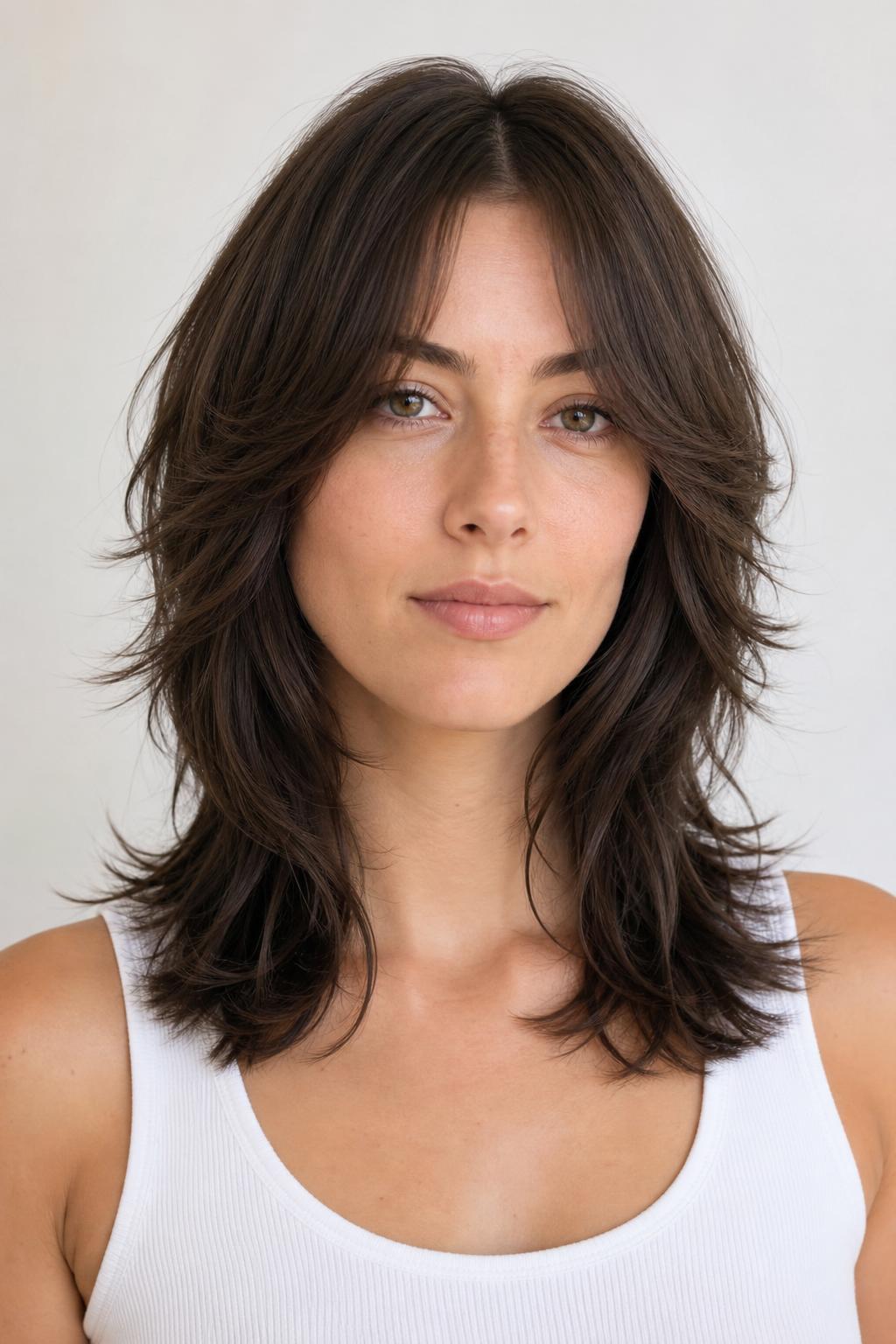 Wolf Cut with a Center Split-Bang