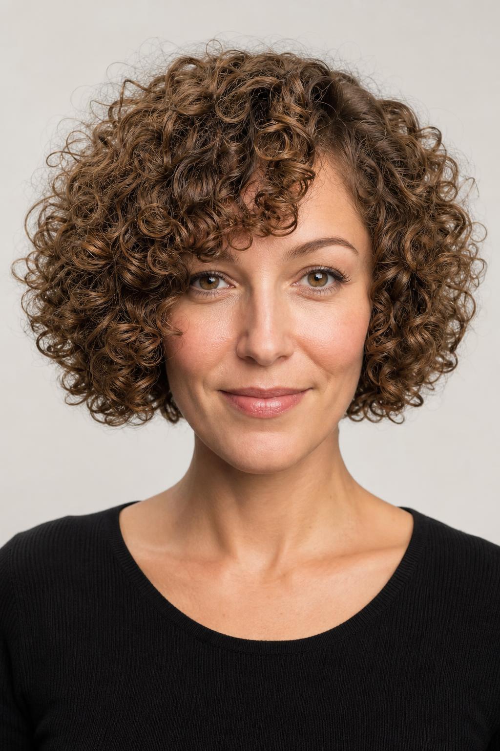 Chin-Length Curly Bob Adding Width at the Jaw on a Long Face