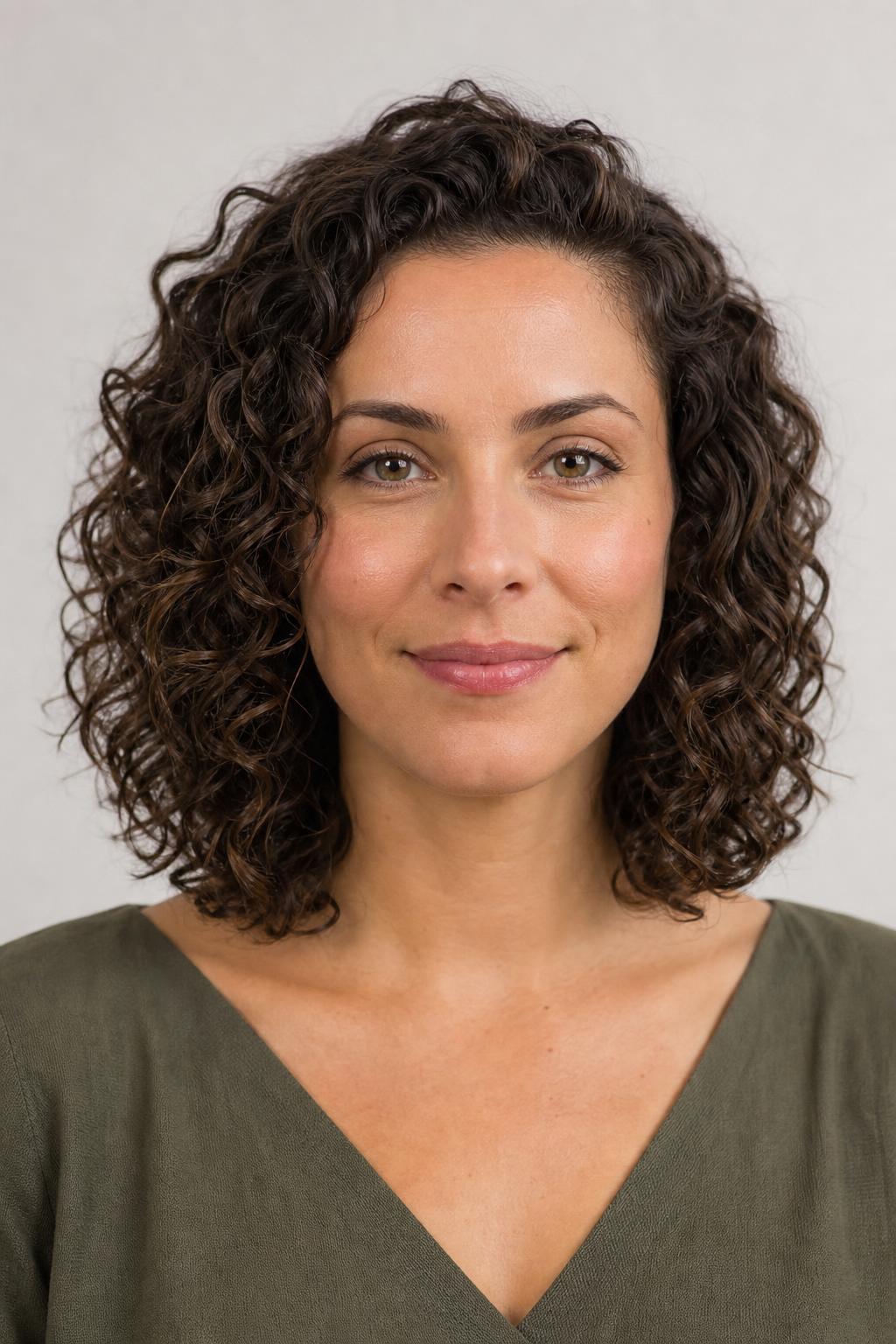 Curl-by-Curl Dry Cut Collarbone Lob on Defined 3A Spirals