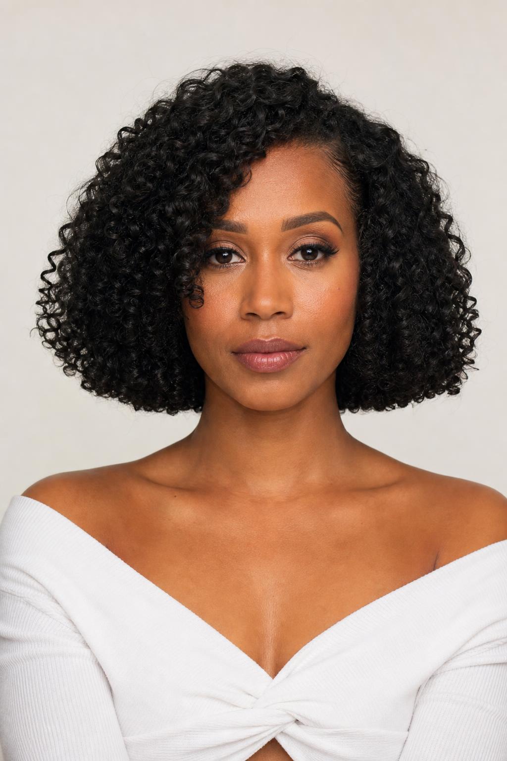 Blunt Perimeter Weighing Down a Chin-Length 3C Curly Bob