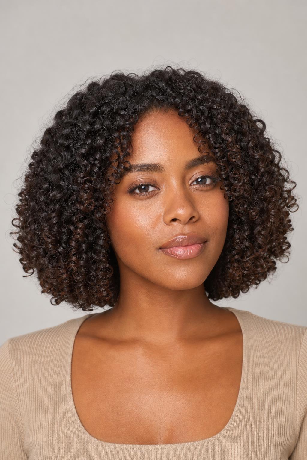 Collarbone Curly Lob Measured Dry to Account for Shrinkage
