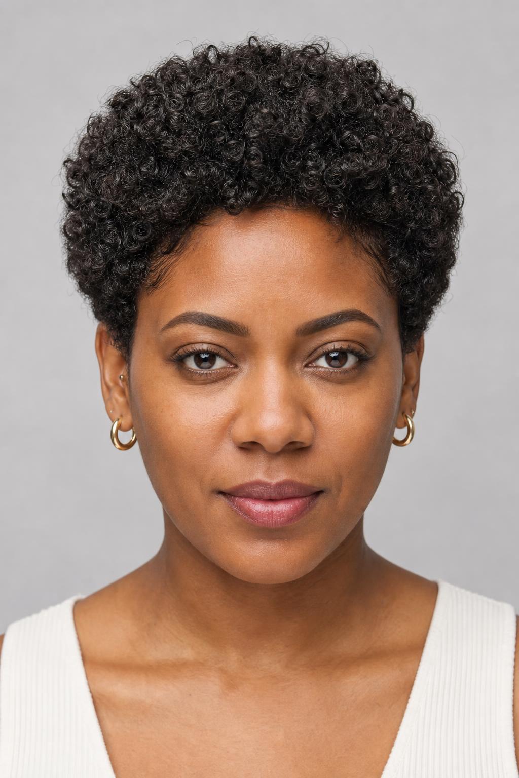 Ear-Length Curly Crop Hollowed Out for Very Dense 3C Hair