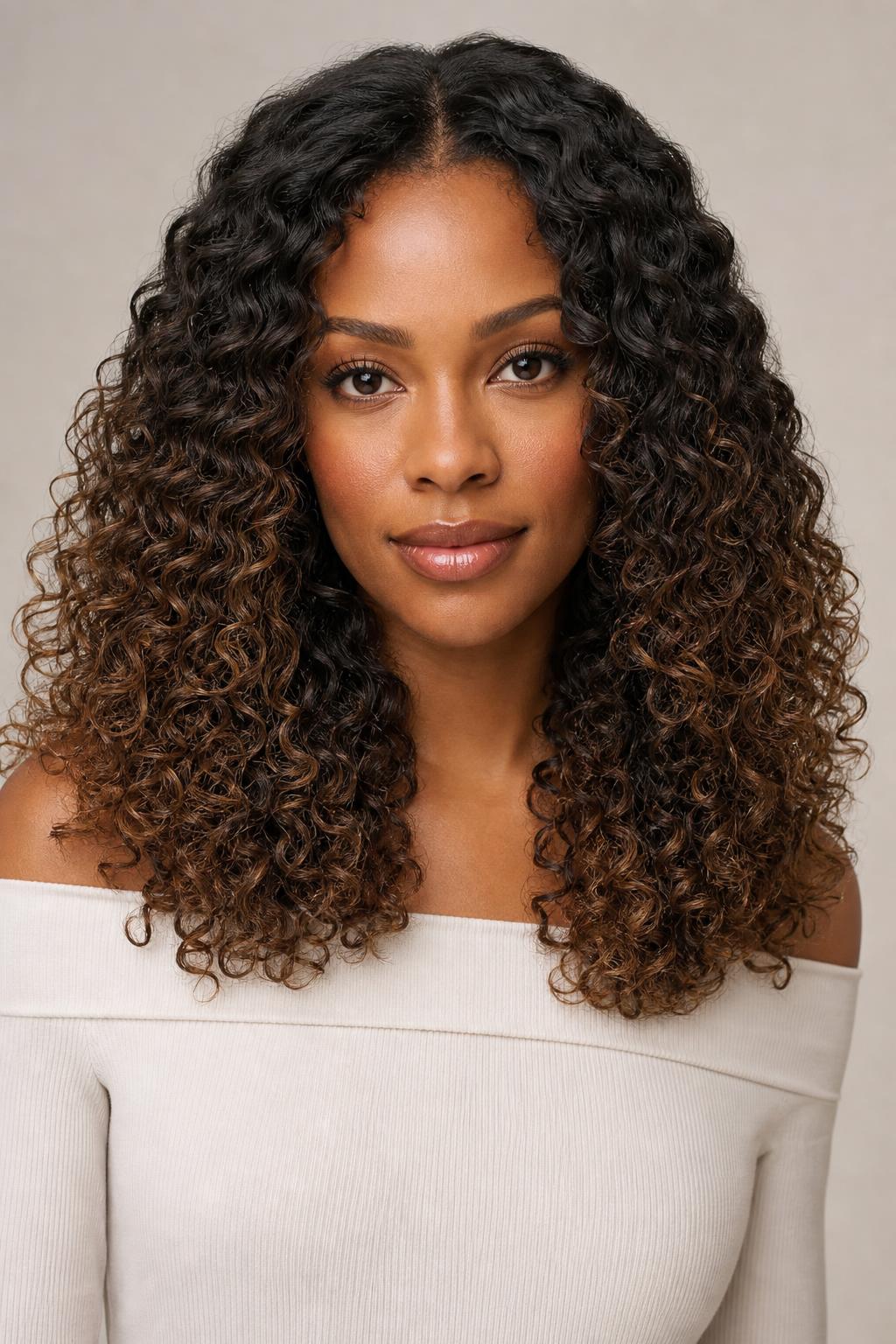 Honey Balayage Following the Spiral Down Long 3C Curls