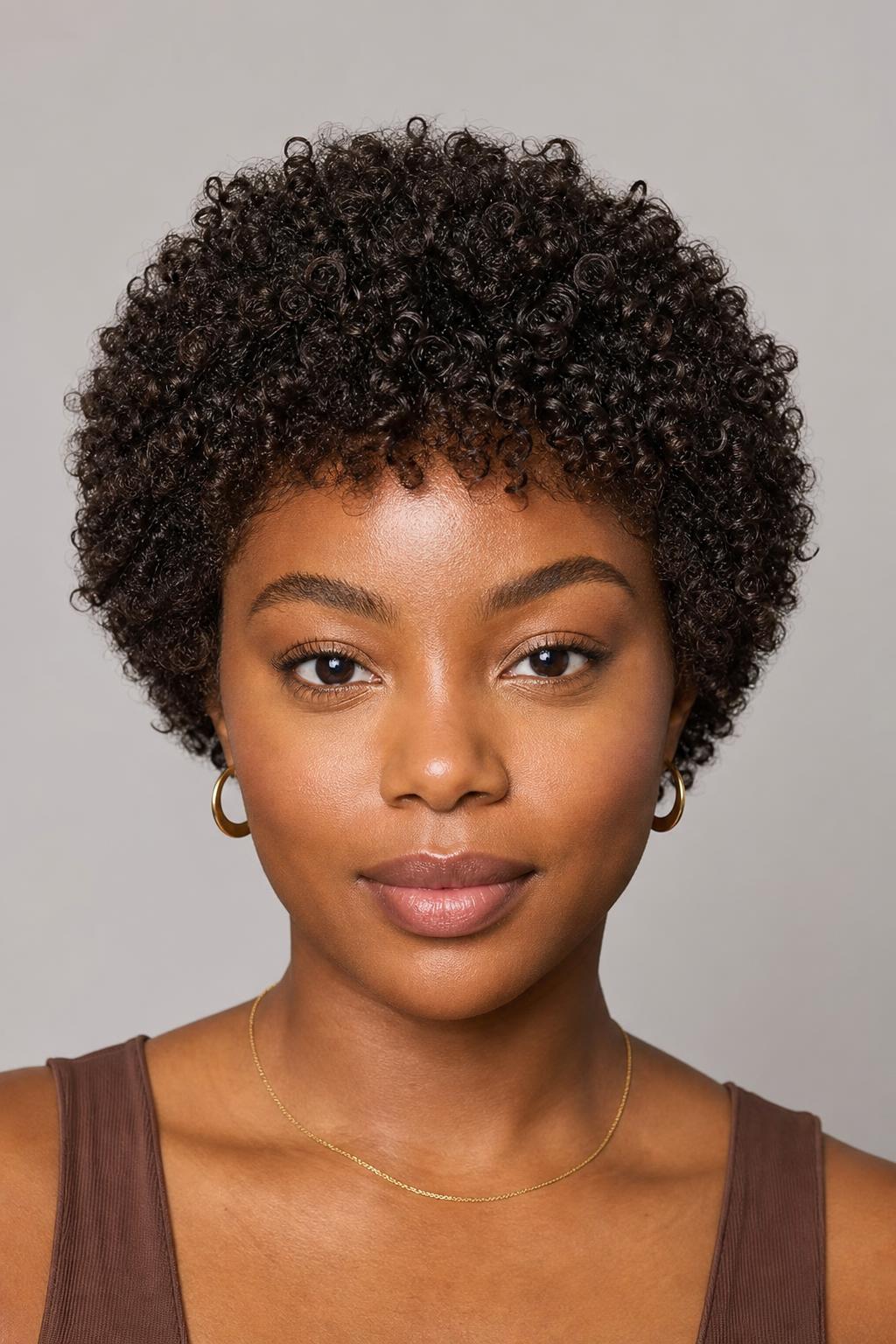 Diffused Rounded Curly Crop with No Hard Perimeter Line