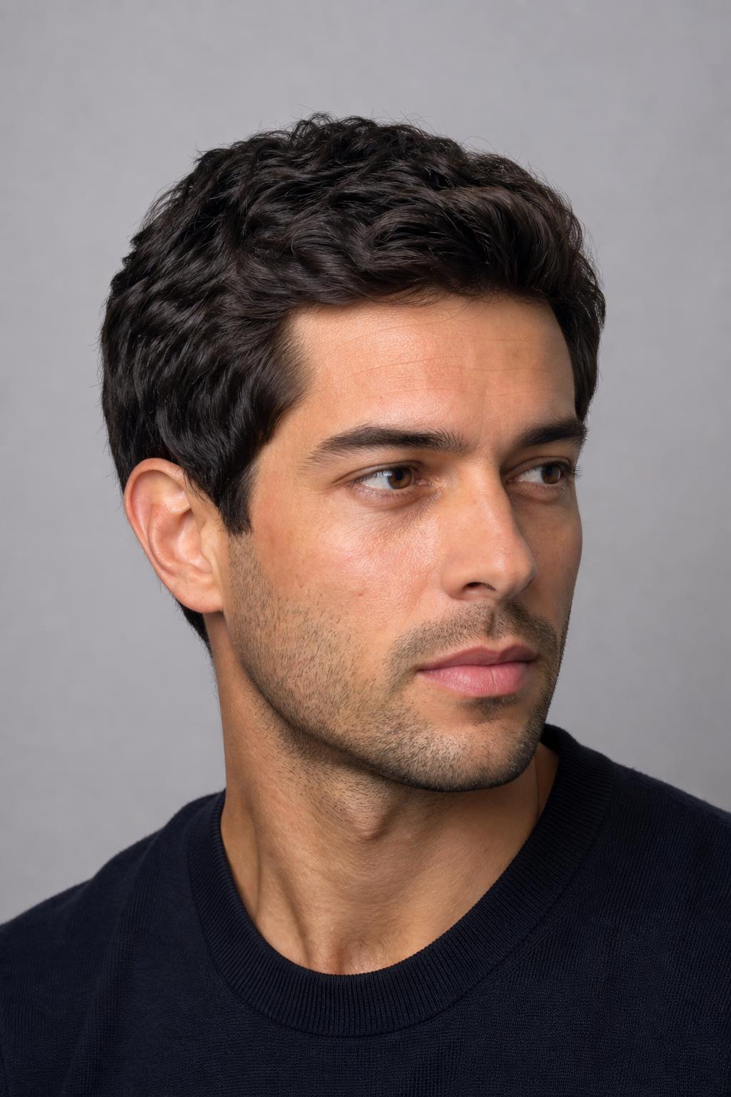 Neckline Taper with Full Weight Kept above the Ear on Thick Dark Hair