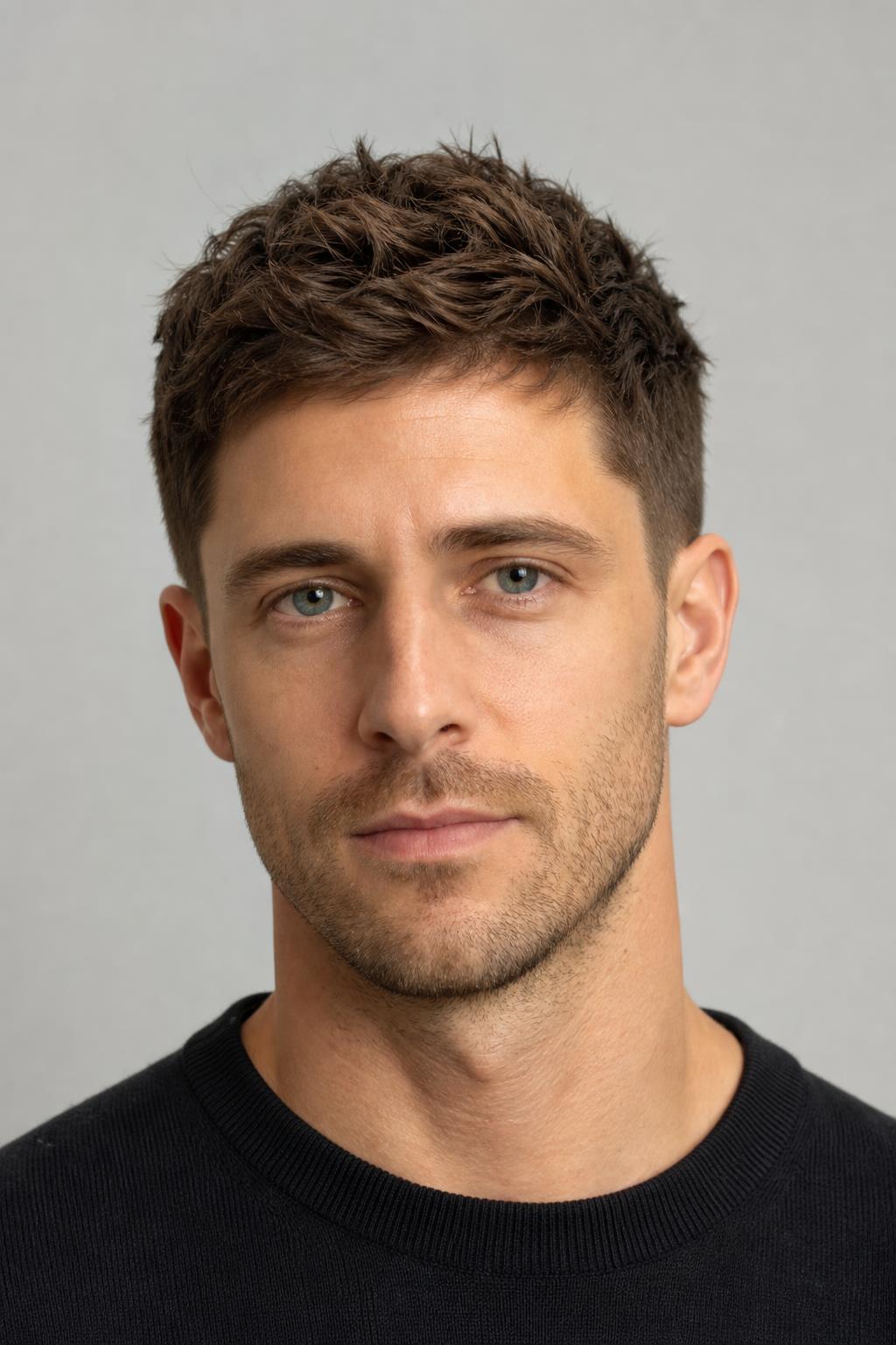 Warm Mid-Brown Glossed Tone on a Two-Inch Textured Cut with No Parting