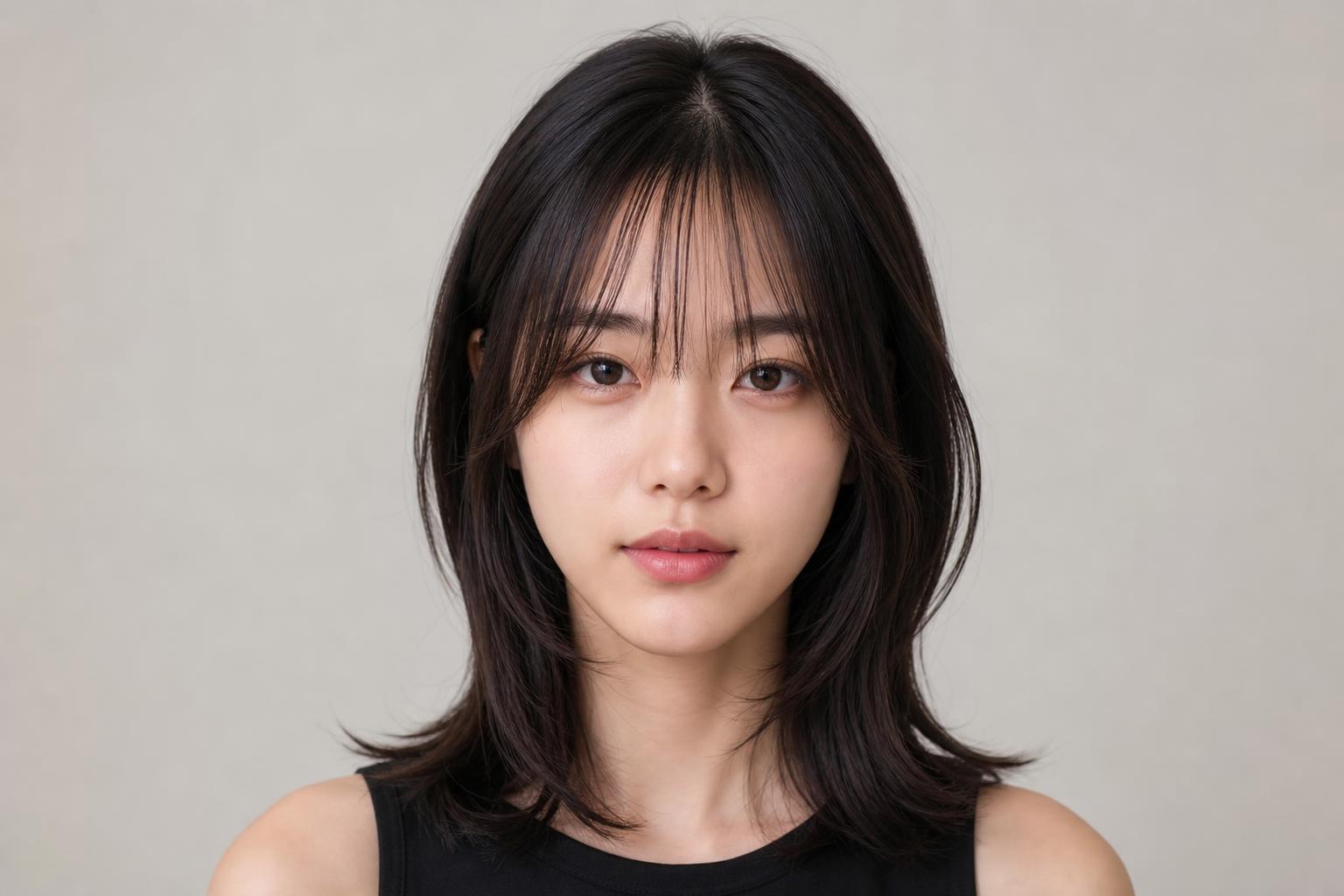 Layered Korean-Style Cut With See-Through Bangs