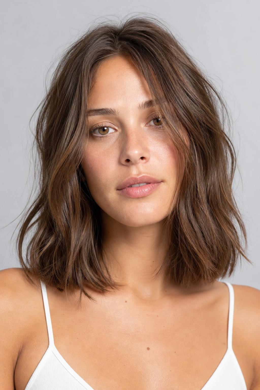 Natural Air-Dried Salt Waves with Undone Texture on Medium Brown Hair