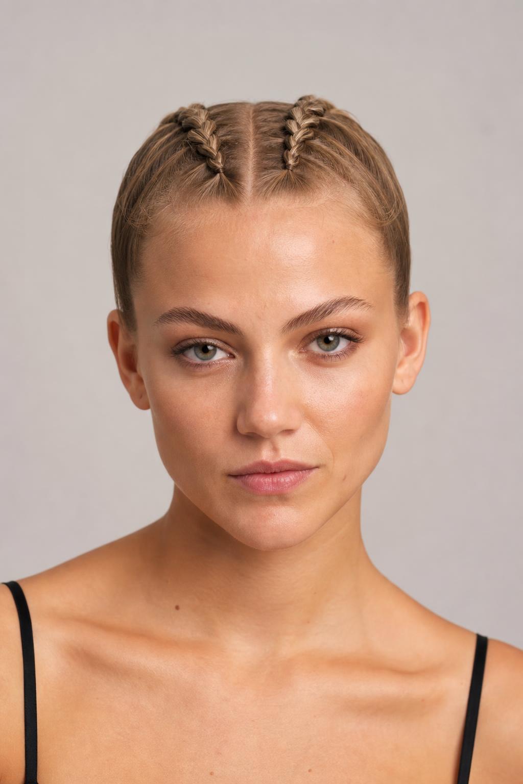 Tight Boxer Braids with No Escaping Short Layers on Dark Blonde Hair