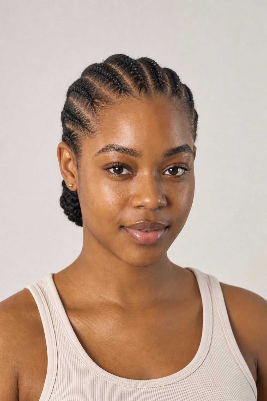 Neat Straight-Back Cornrows on Natural Coily Hair with Clean Parts