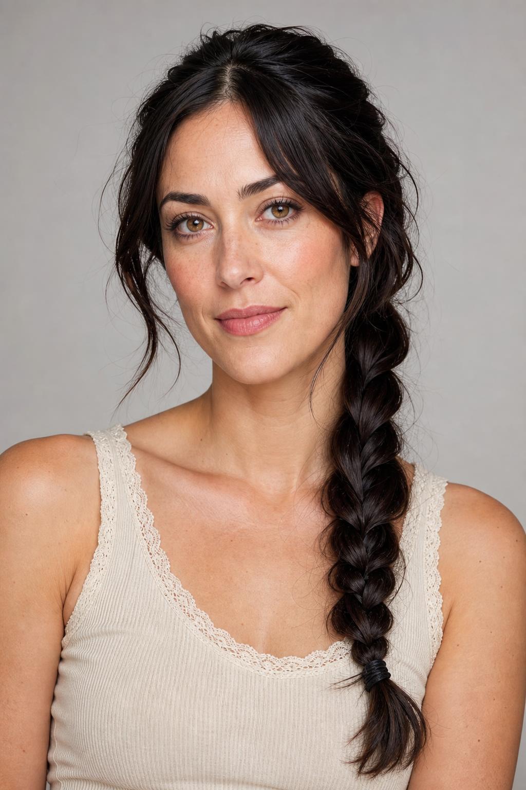Single French Braid Starting at the Crown with a Soft Loose Hairline