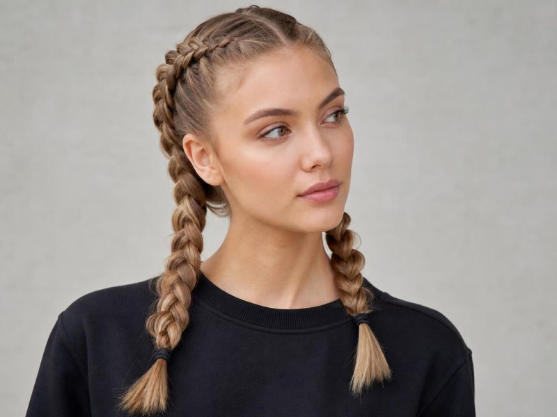Double Dutch Braids with Sun-Lightened Ends on Long Golden Brown Hair