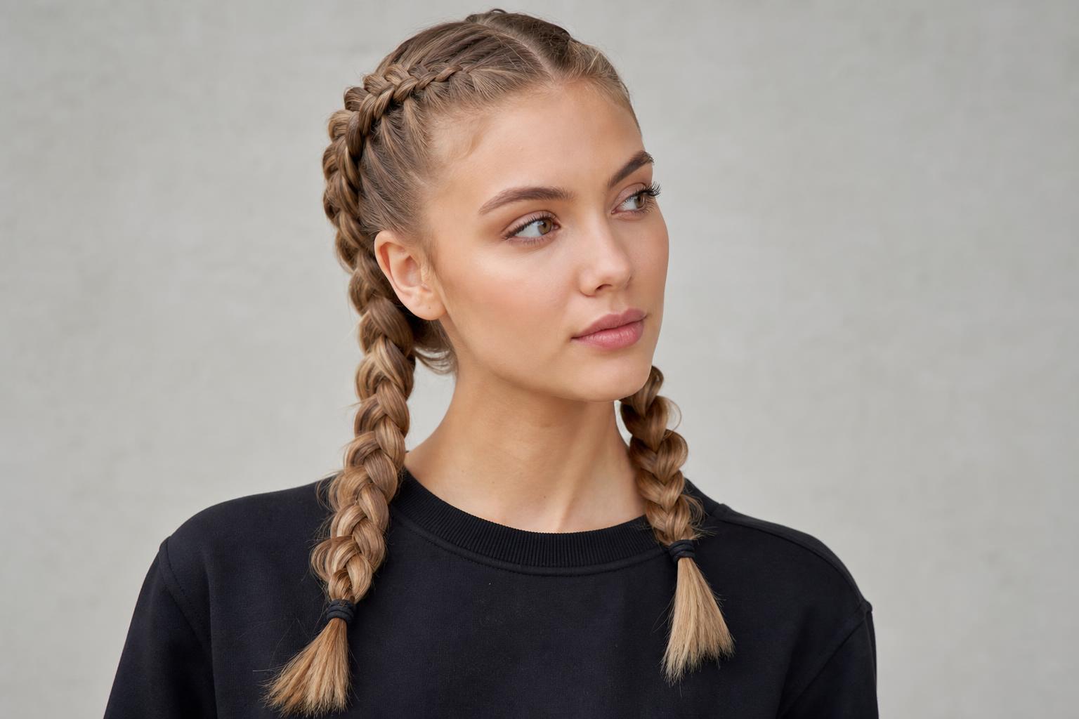 Double Dutch Braids with Sun-Lightened Ends on Long Golden Brown Hair