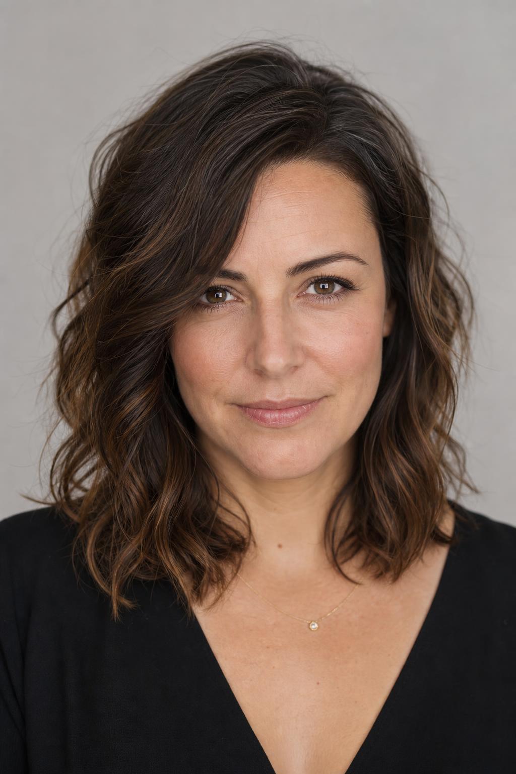 Third-Day Hair with Natural Movement and Healthy Shine on Wavy Brunette