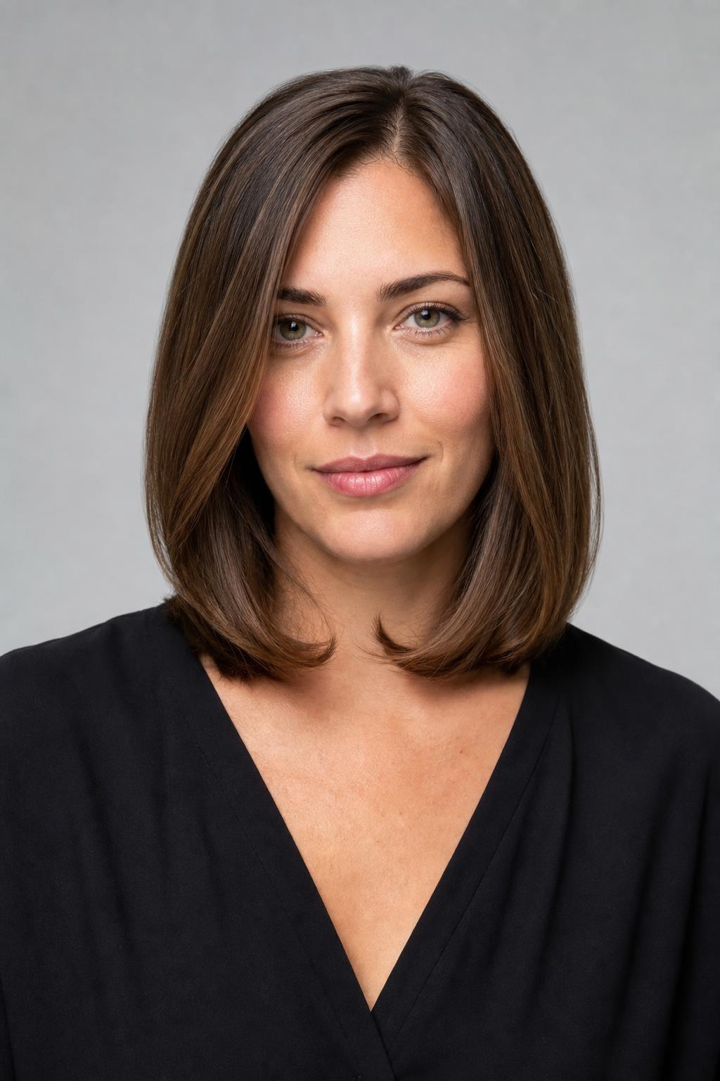 Smooth Blow-Dried Lob with an Inward Bend at the Ends