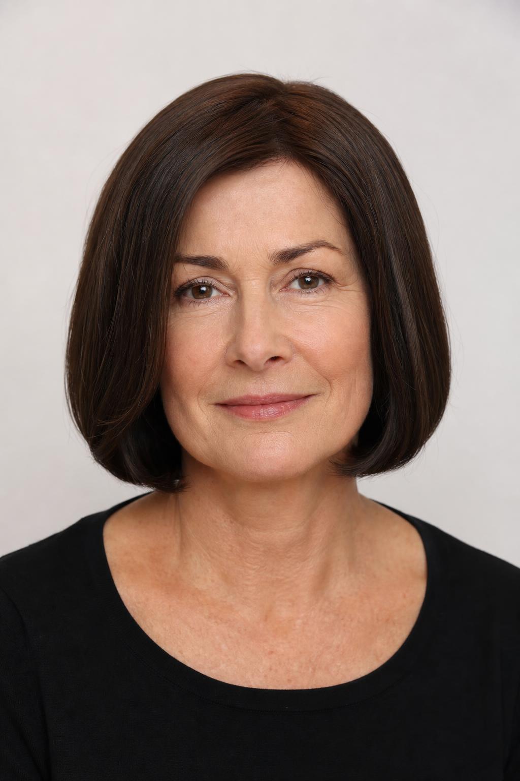 Blunt Bob with a Soft Inward Bend at the Ends and Straight Lengths