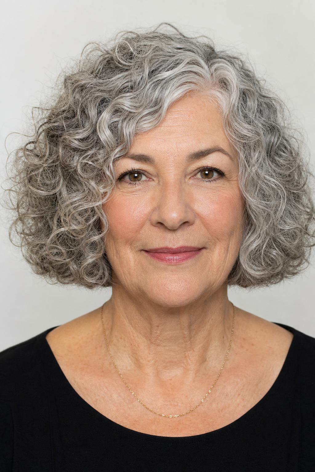 Curly Bob with a Solid Blunt Perimeter Rebuilding Fullness at the Ends