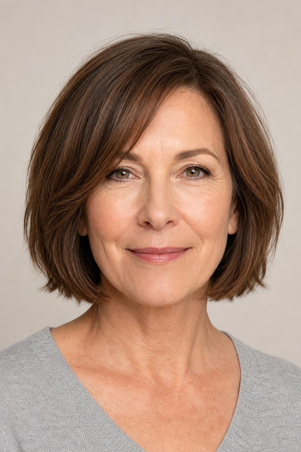 Chin-Length Bob with Softly Notched Point-Cut Ends on Medium Density Hair