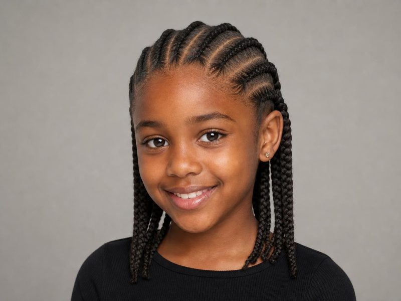 Neat Cornrow Braids on a Young Black Girl