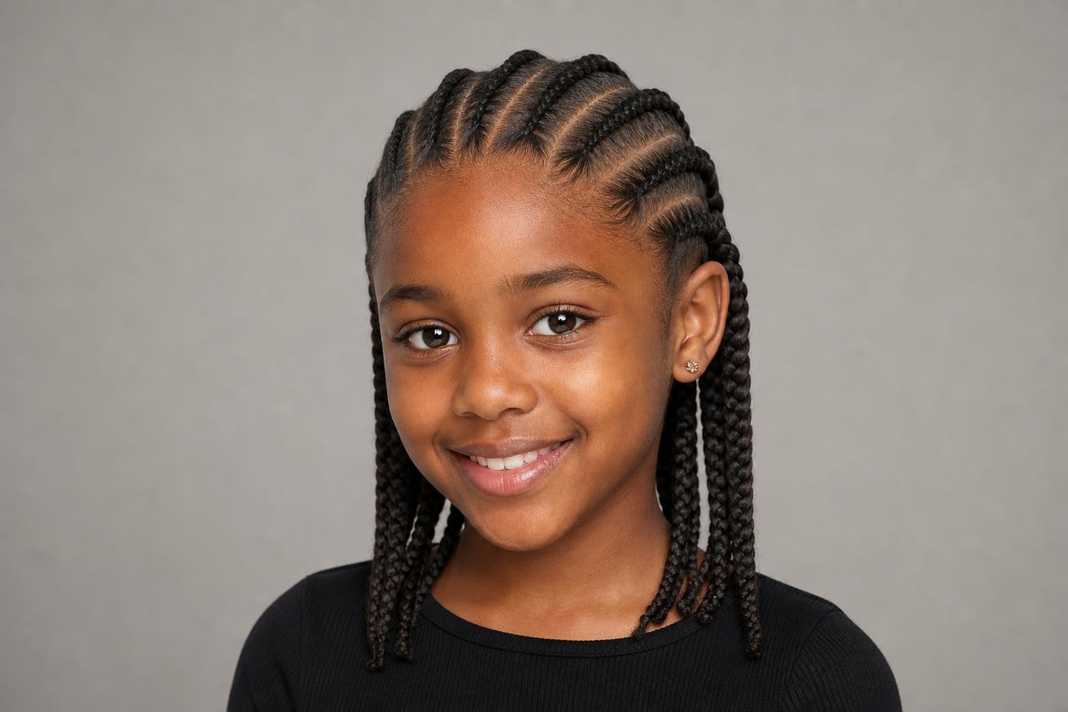 Neat Cornrow Braids on a Young Black Girl