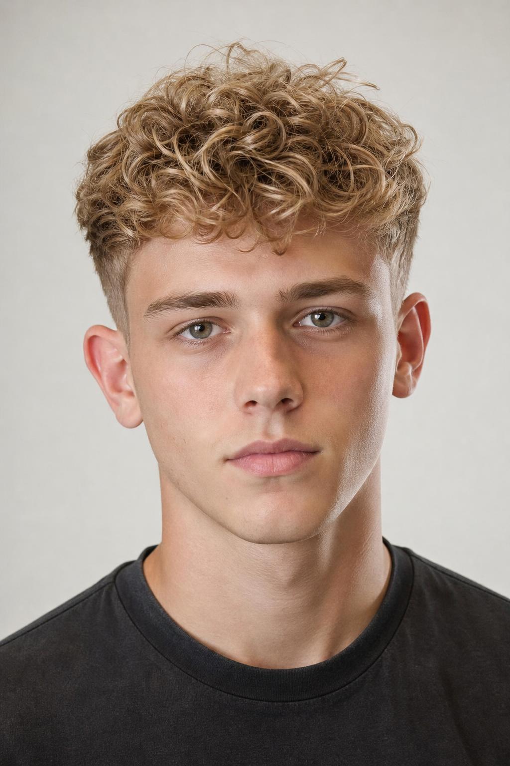 Softly Permed Curls on Fine Straight Sandy Blonde Hair with Short Sides