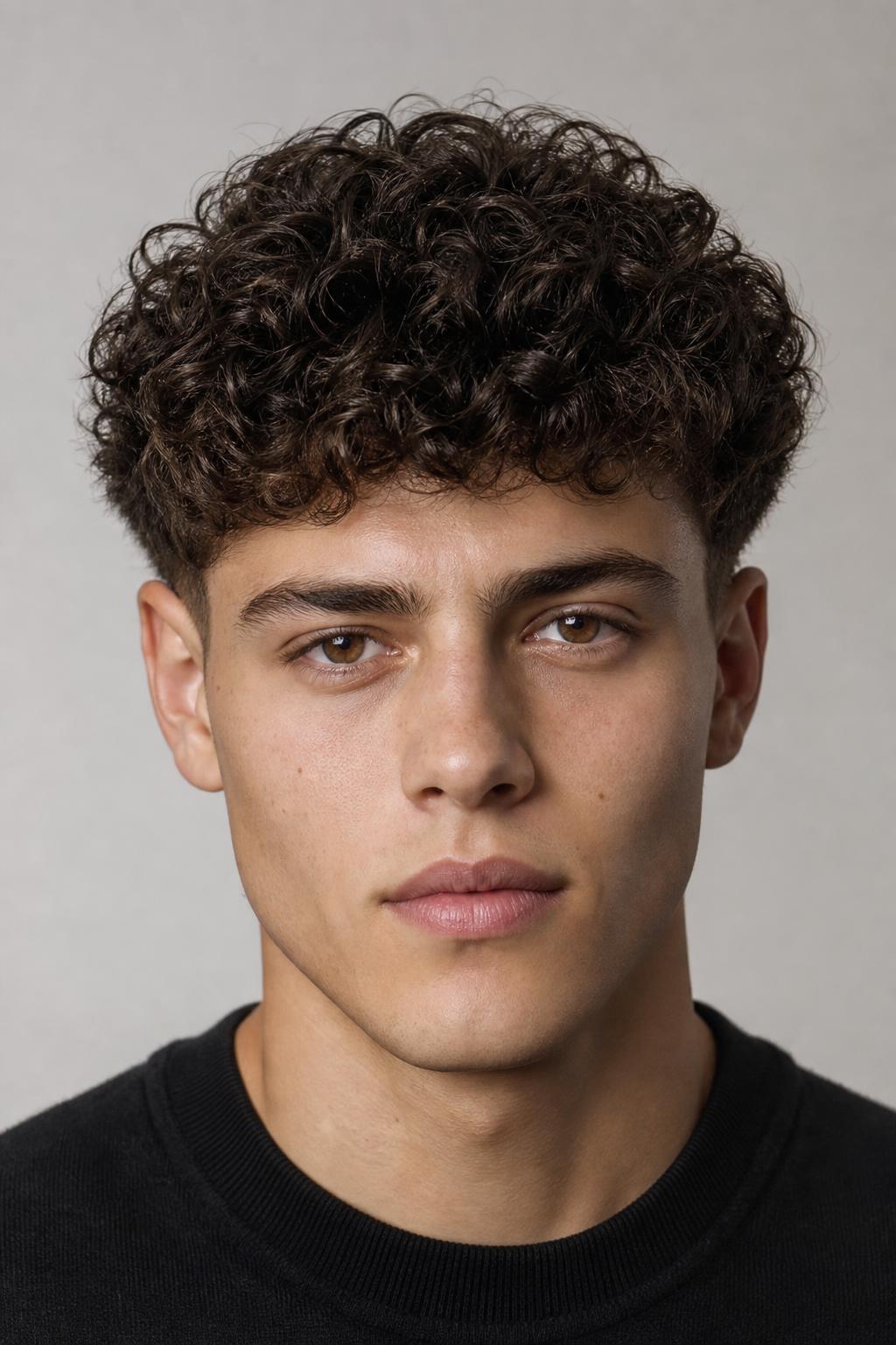 Second-Day Curls Reshaped Damp into a Full Round Top on Brown Hair