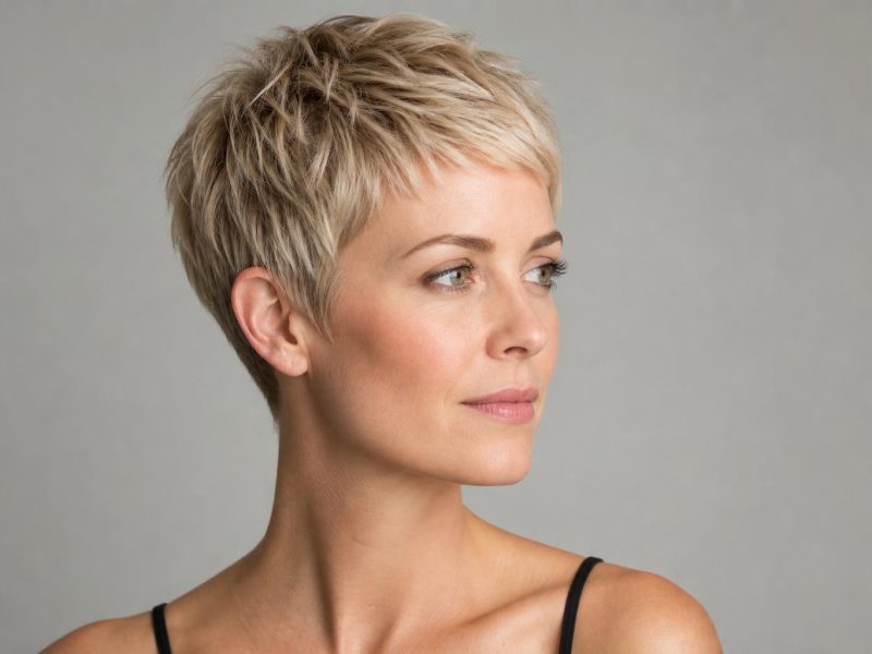 Choppy Razor-Cut Pixie with Piece-y Textured Layers on Fine Blonde Hair