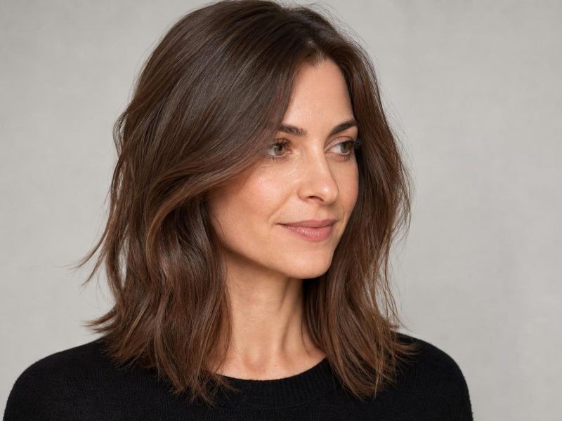 Freshly Washed Mid-Length Brown Hair with a Clean Matte Root Area