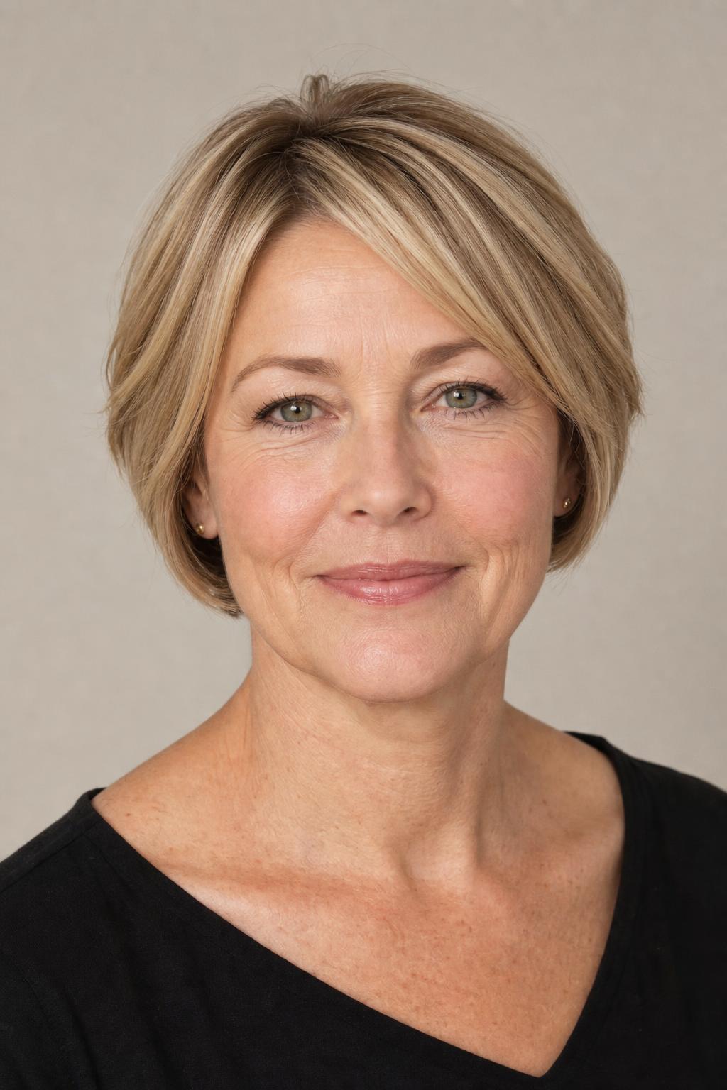 Cropped Bob with Warm Deeper Lowlights Woven between Lighter Pieces
