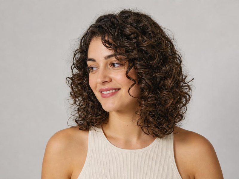 Natural Curl Pattern on Clean Product-Free Dark Hair