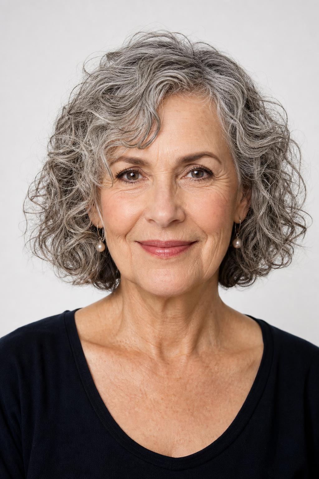 Chin-Length Curly Bob Falling Just past the Jaw Corner on a Square Face Shape