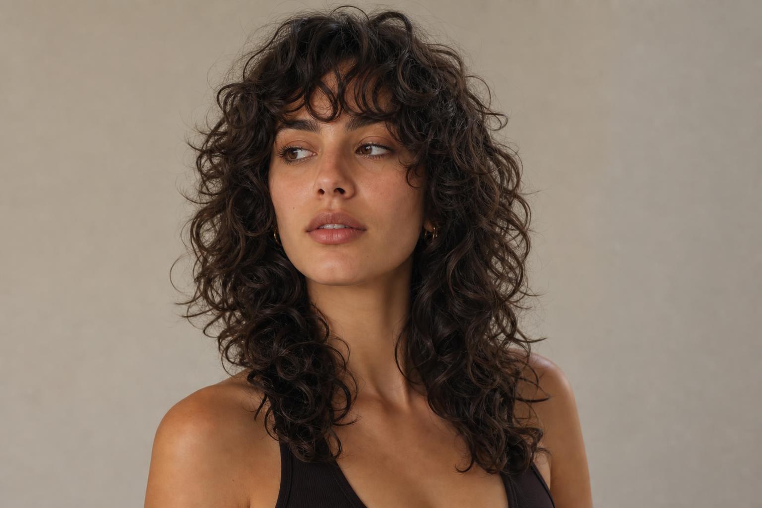 Curly Wolf Cut With a Soft Crown-to-Length Transition