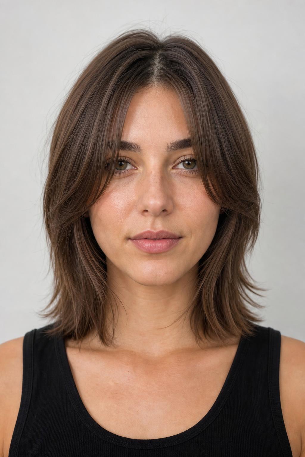 Shoulder-Length Shag with the Shortest Layers Starting at Jaw Level