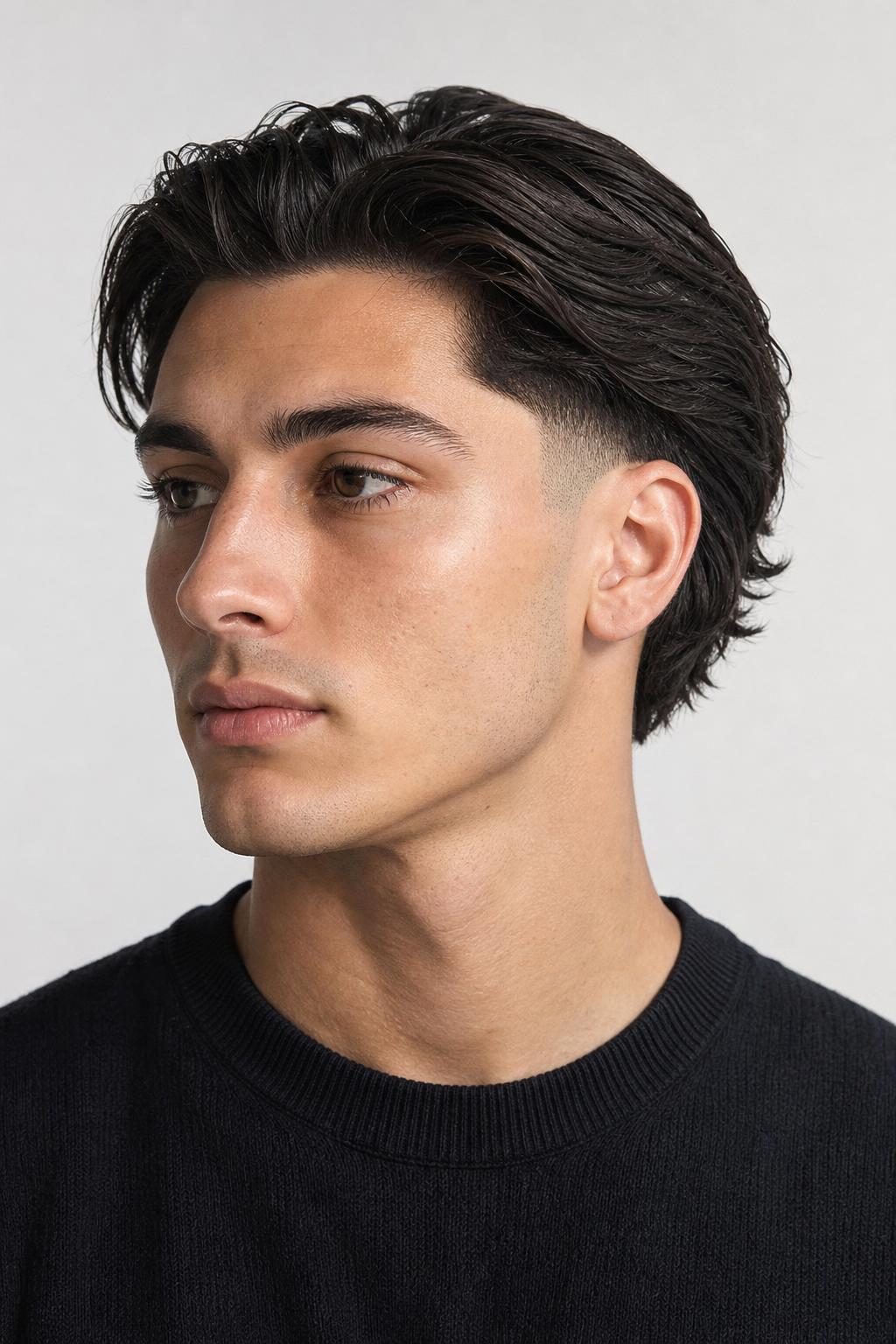 Flow Framed by a Drop Fade Curving Behind the Ear