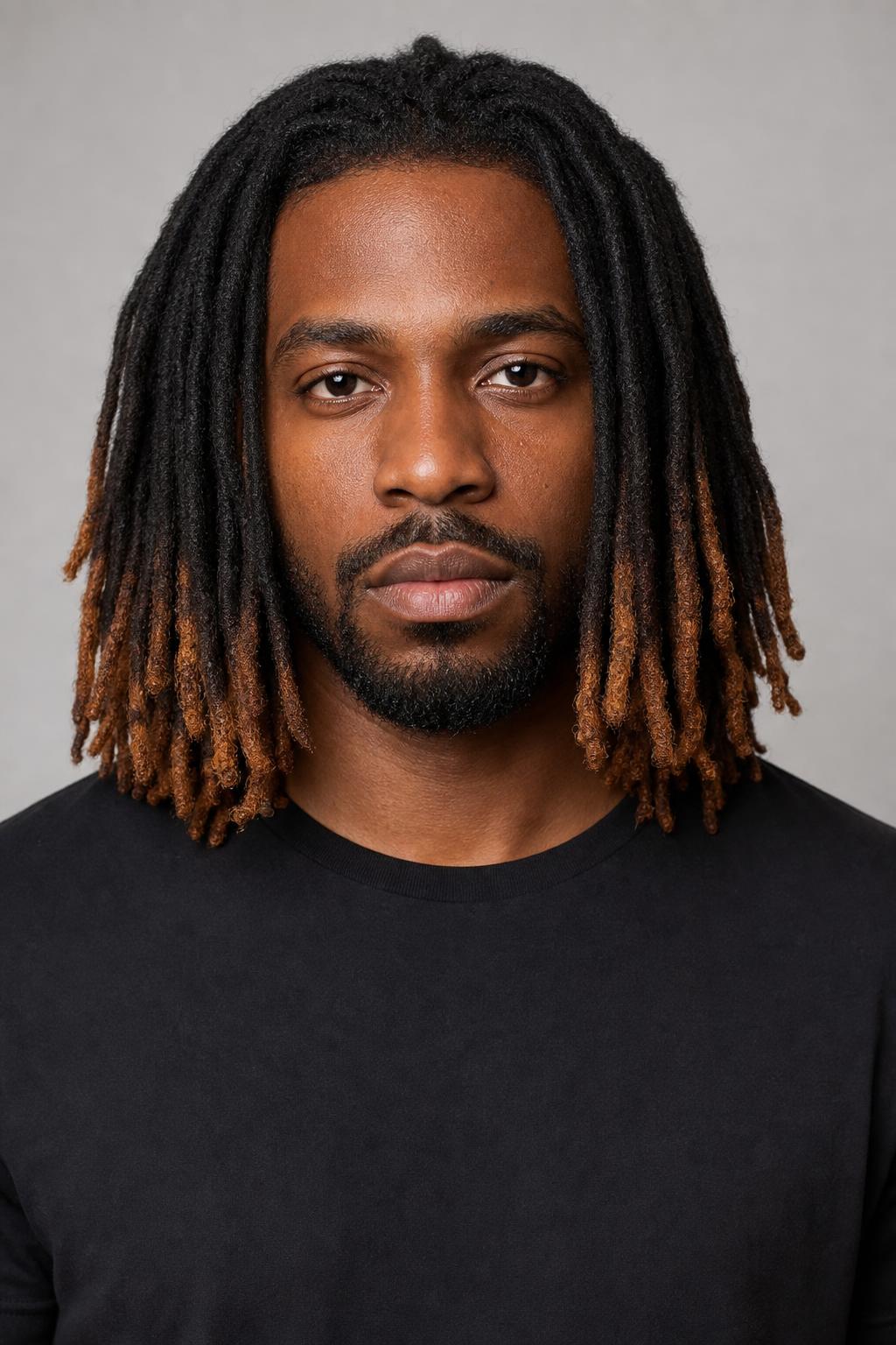 Freeform Locs Lightened to Copper Through the Lower Ends