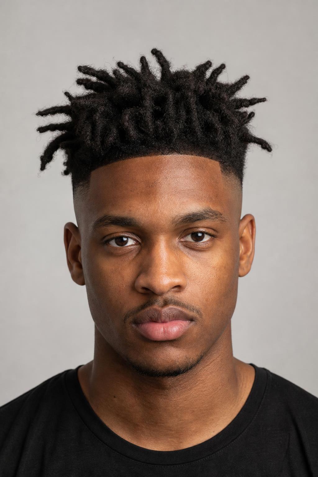Freeform Locs Over a High Fade With Bare Faded Sides